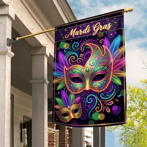 Фото Флаг Марди Гра, Персонализированный садовый флаг Марди Гра, Марди Гра, Mardi Gras Yar OOV №2