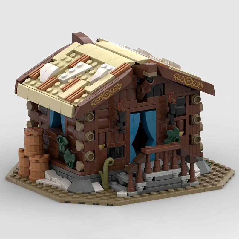 Строительный блок MOC зимняя викинская деревня средневековые времена уличный