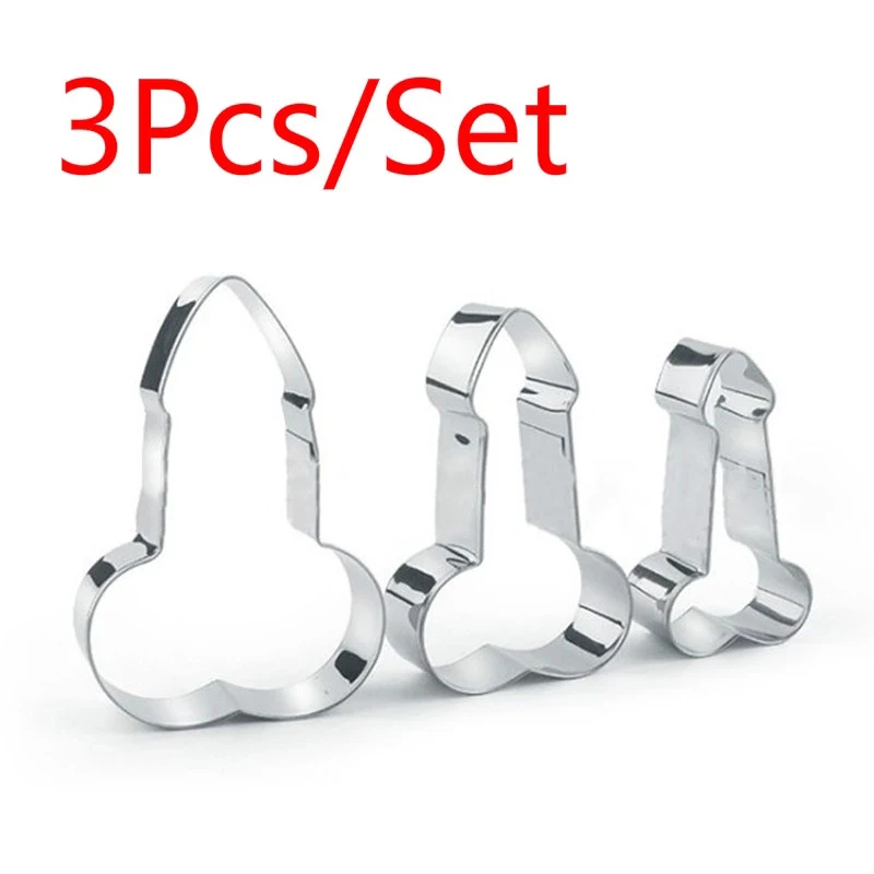 

3Pcs Stainless Steel Pennis Biscuit Mould Cookie Cutter Set DIY Adult Fondant Cake Baking Mold Cutter Birthday Party Decals