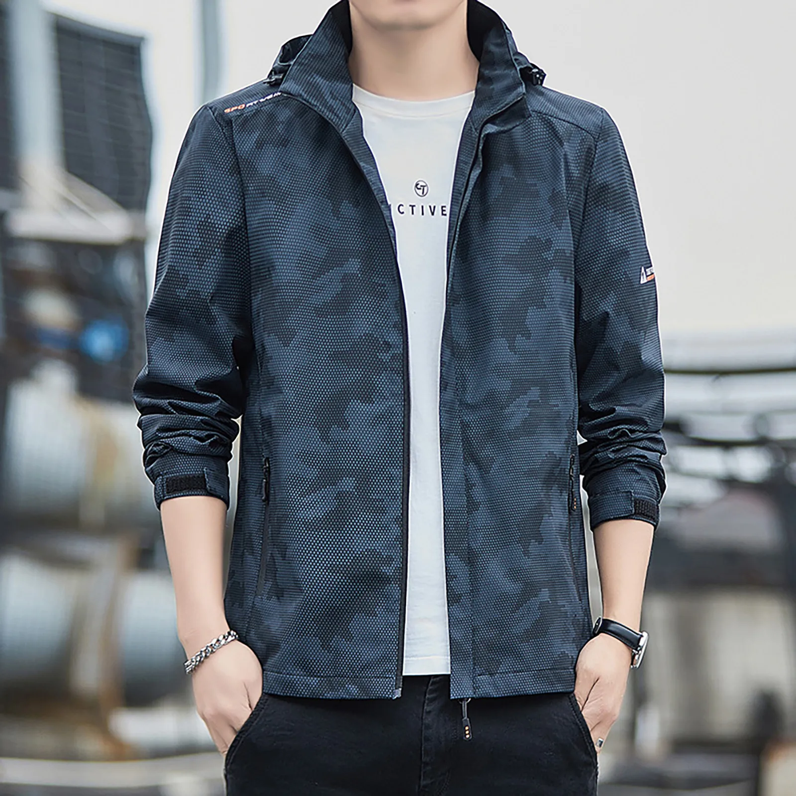 Мужская однотонная ветрозащитная повседневная спортивная Свободная куртка с