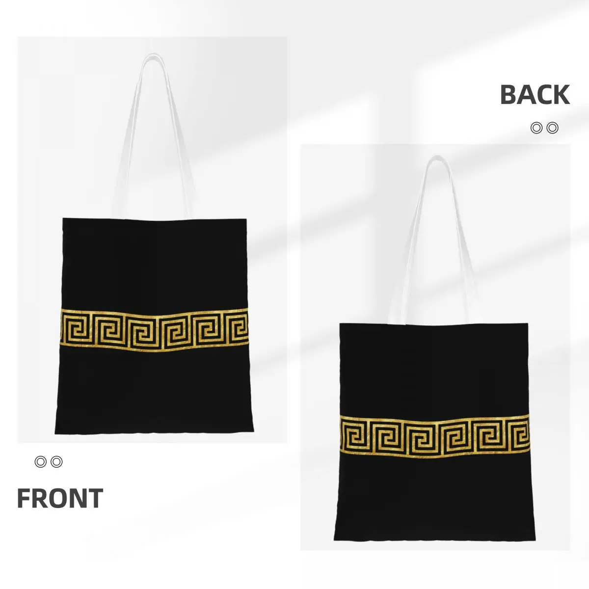 Золотые модные сумки-тоуты унисекс с греческими ключами вместительная