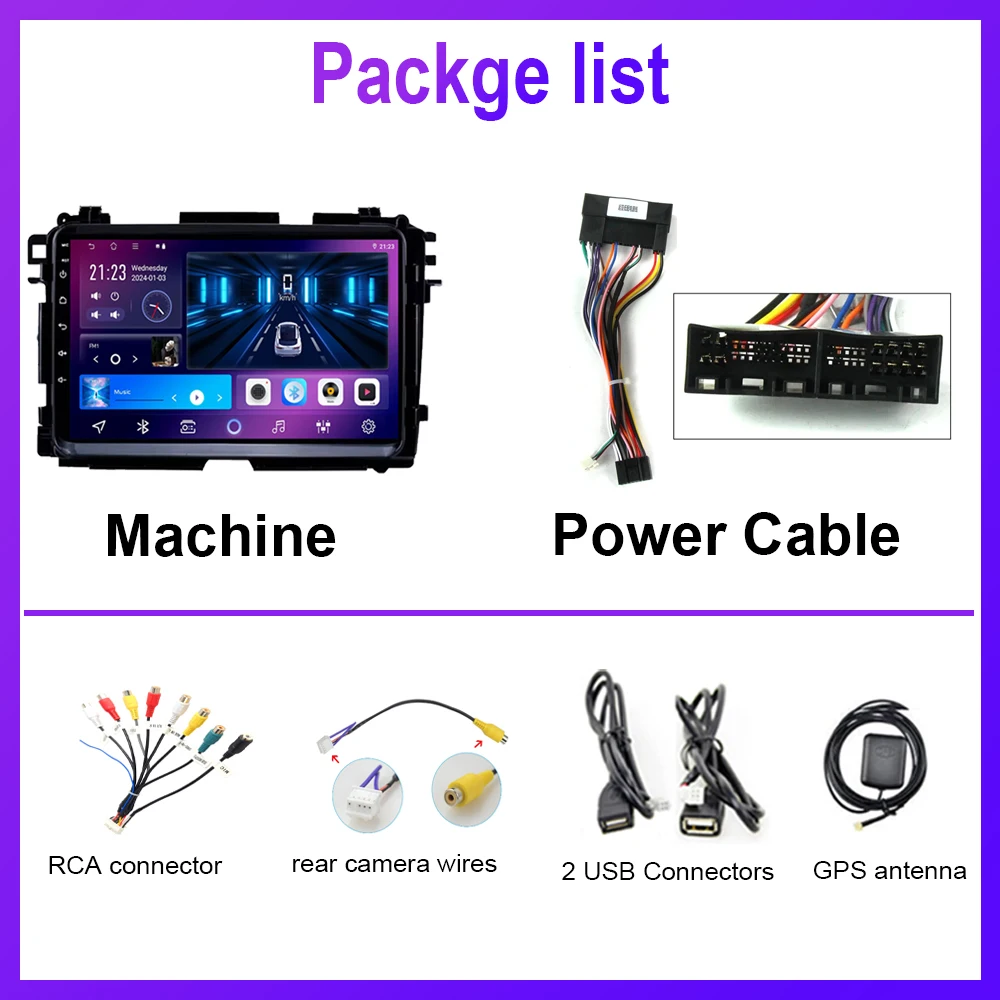 Автомобильный радиоприемник Carplay Android 14 для Honda HRV 2015 беспроводной автоматический