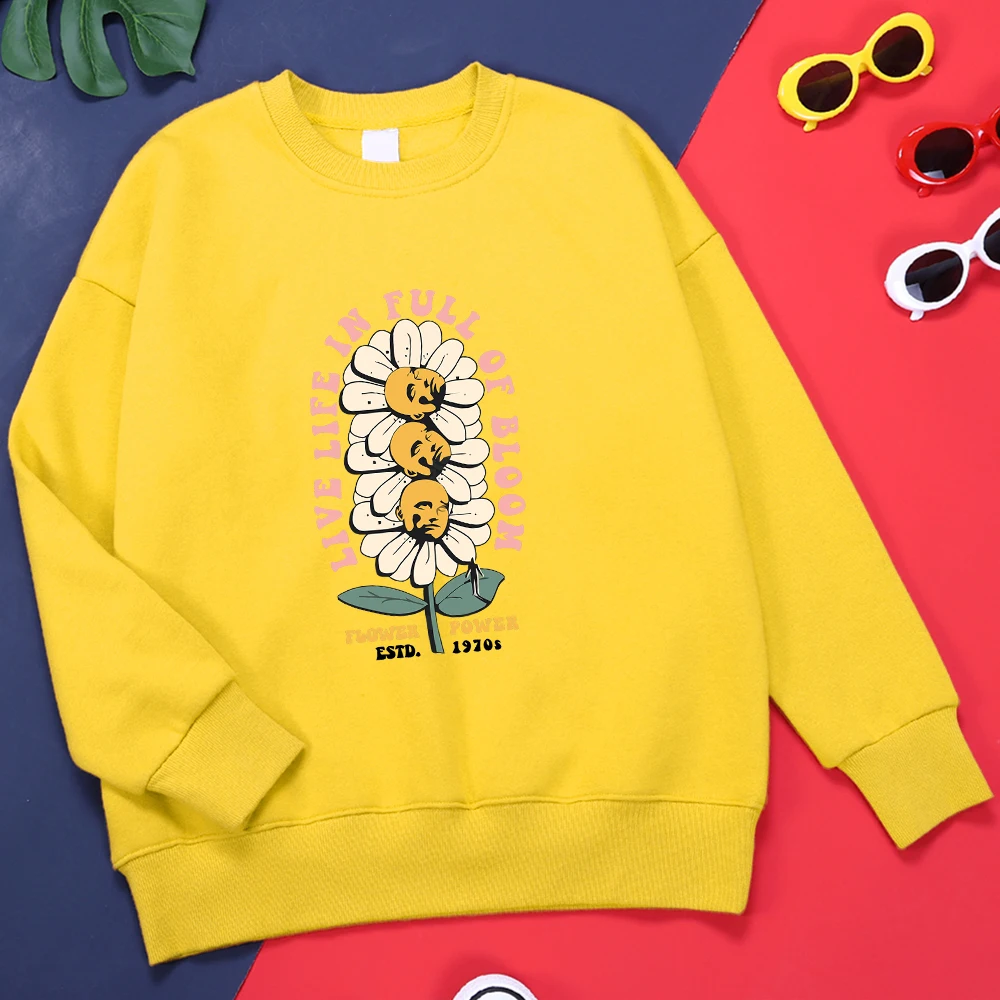 

Live Life In Full Bloom Flower Power Estd.1970S Men Hoodie Outdoor Warm Hoodies O-Neck Hip Hop Clothing Classic Oversize Tops
