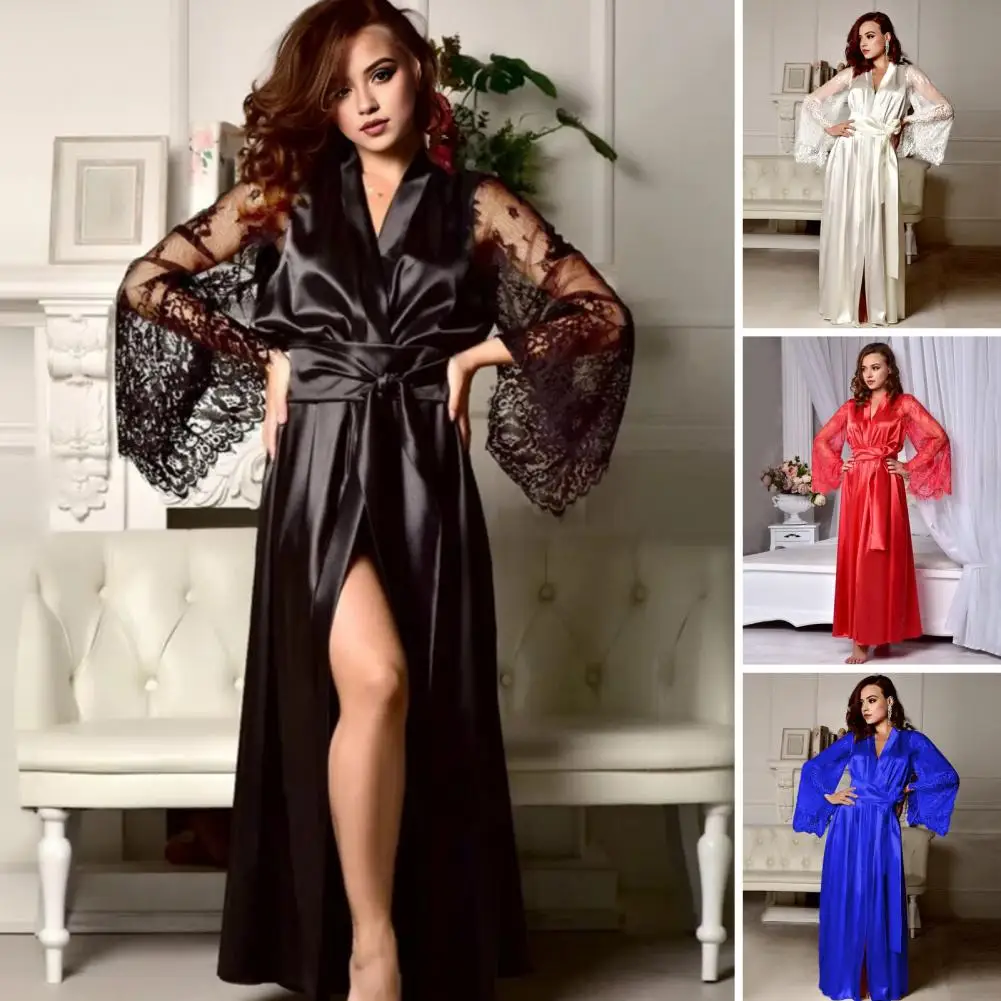 Женская ночная рубашка сексуальное длинное нижнее белье из полиэстера банный