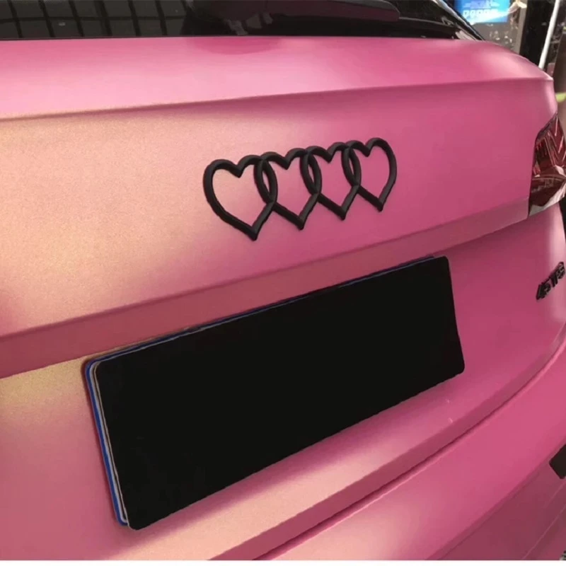

1pcs Four Love Heart Logo Rear Trunk Badge Emblem Decal Sticker Replacement for Audi car Logo decal car tail label car sticker