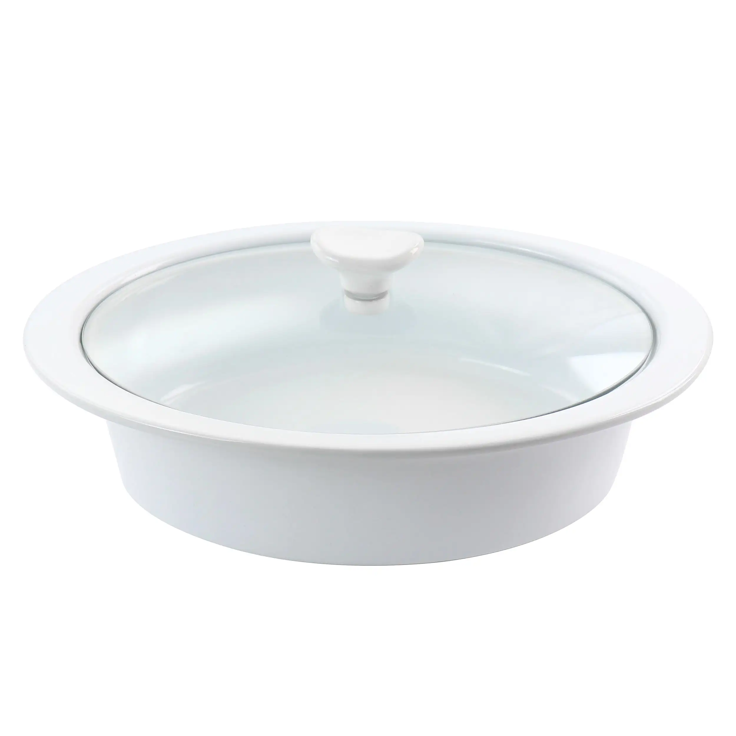 

13.25" Round 2.35 qt Stoneware,Glass Casserole Dish,
