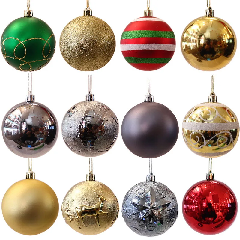 

8 см 16 шт. пластиковые рождественские большие шары в наборе, Окрашенные рождественские украшения, шары 6 см 8 см 2023, украшения для подарка, Рож...
