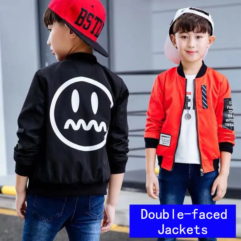 

Boys Spring Autumn Double-faced Jackets Middle Large Children's Thin Section Handsome Boys Trendy Tops Christmas Birthday Gift 9