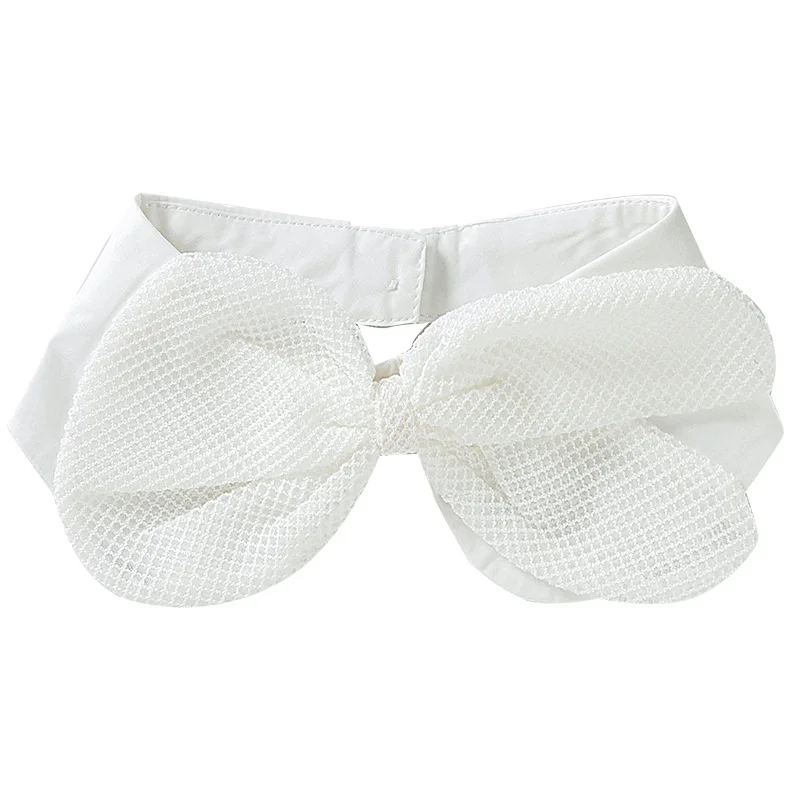 

Korean Women Bowknots Fake Collar Ladies Detachable Lapel Half Shirt Blouse Dress False Collars Decorative Clothes Accessory
