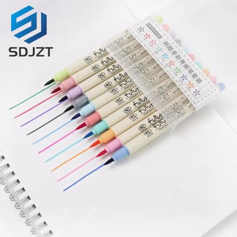 

10pcs Soft Brush Color Marker Pens Set for Drawing Lettering Calligraphy Paint Stationery School Home DIY Art Supplies A6805