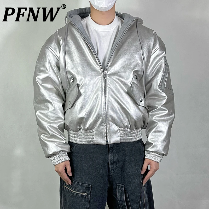 

Мужская демисезонная кожаная куртка PFNW с гальваническим покрытием, с капюшоном