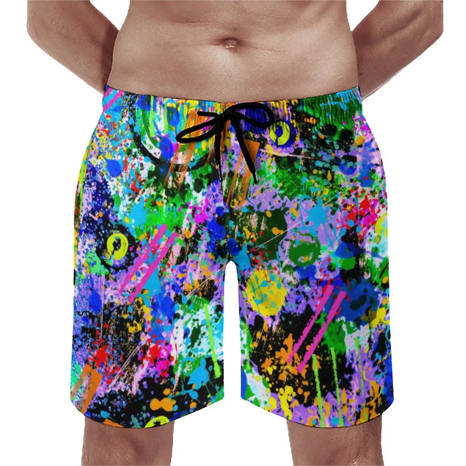 

Abstract Print Board Shorts Summer Graffiti Carnival Running Surf Beach Shorts Man Comfortable Casual Large Size Swimming Trunks