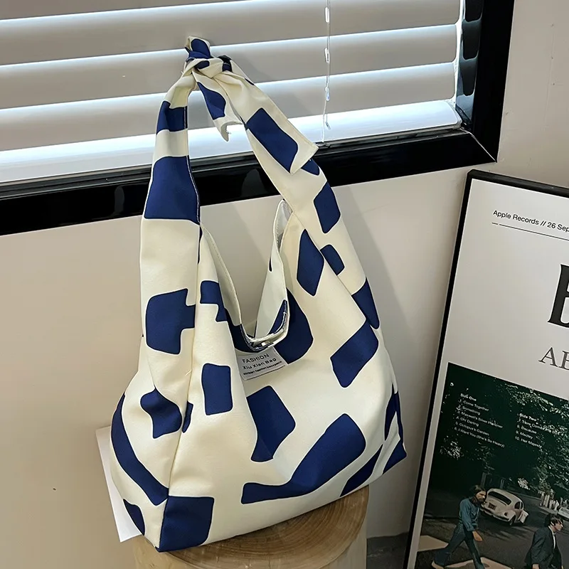 

Designer Contrast Tote Bag for Women Canvas Large Capacity Women's Shoulder Bags New Fashion Casual Simple Totes Female Hand