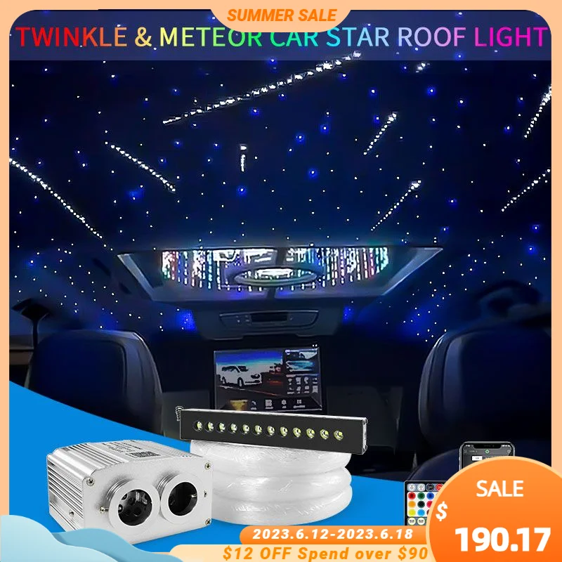 16w Meteor Twinkle Car Star Roof Light Starry Sky Ceiling Lamp Lights Auto Interior Lights Stars Lamp LED Fiber Optic Lighting