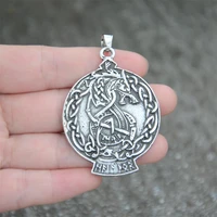 double sided dragon pendant norse runes jewelery amulet viking necklace talisman