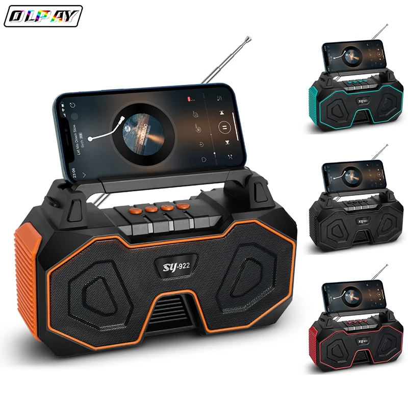 

OLPAY Mini Portable Wireless Bluetooth Smart Speakers With Solor Charging Loudseaker FM Radio TF Card With Phone Holder