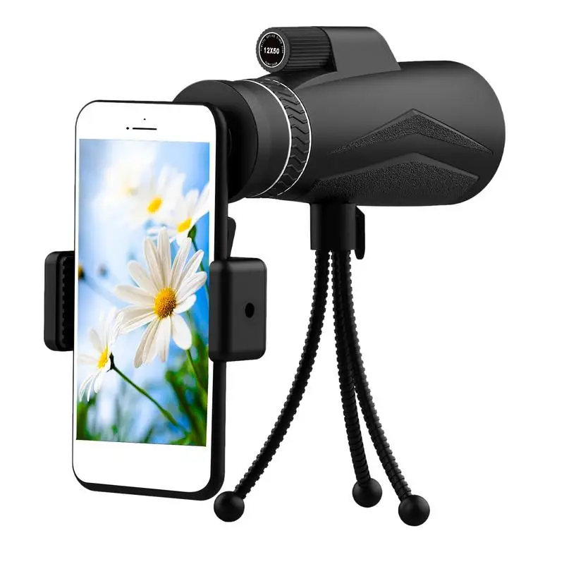 

Monocular Telescope Powerful Scope With Smartphone Holder Tripod For Hunting Observing Wild Birds Foraging Searching