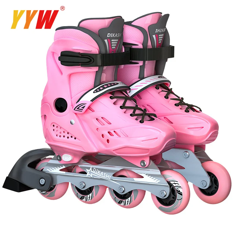 Adjustable Inline Skates Indoor And Outdoor Kids Girls Boys Roller Skate Pink Yellow Blue Children Inline Sneakers Wheels Shoes