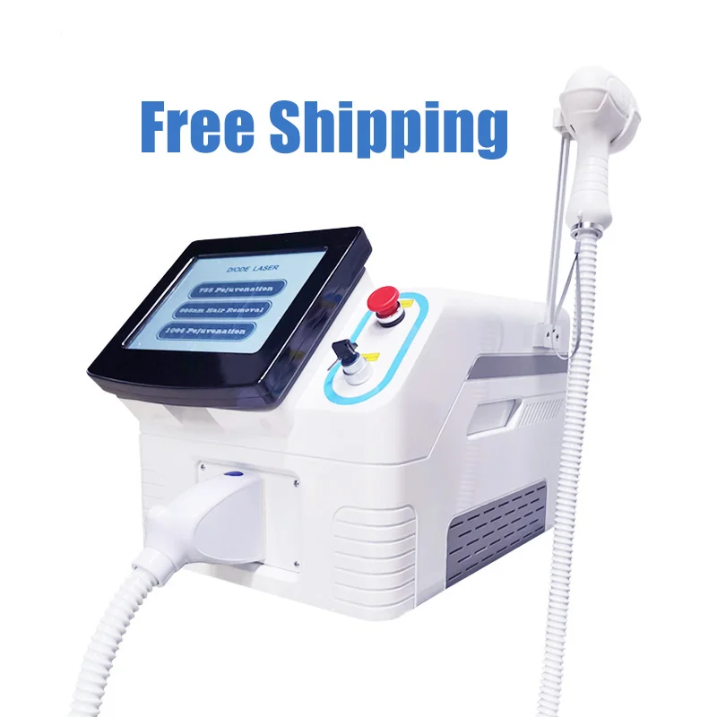 

Free Shipping Professional 755 808 1064 Machine Portable Beauty Equipment New Painless Device Permanent Diode Laser Hair Removal