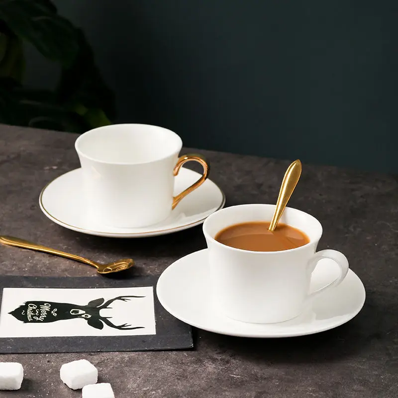 

European Light Luxury Gold Rim Coffee Set Set Ceramic Household Afternoon Tea Set New Bone China Coffee Appliance