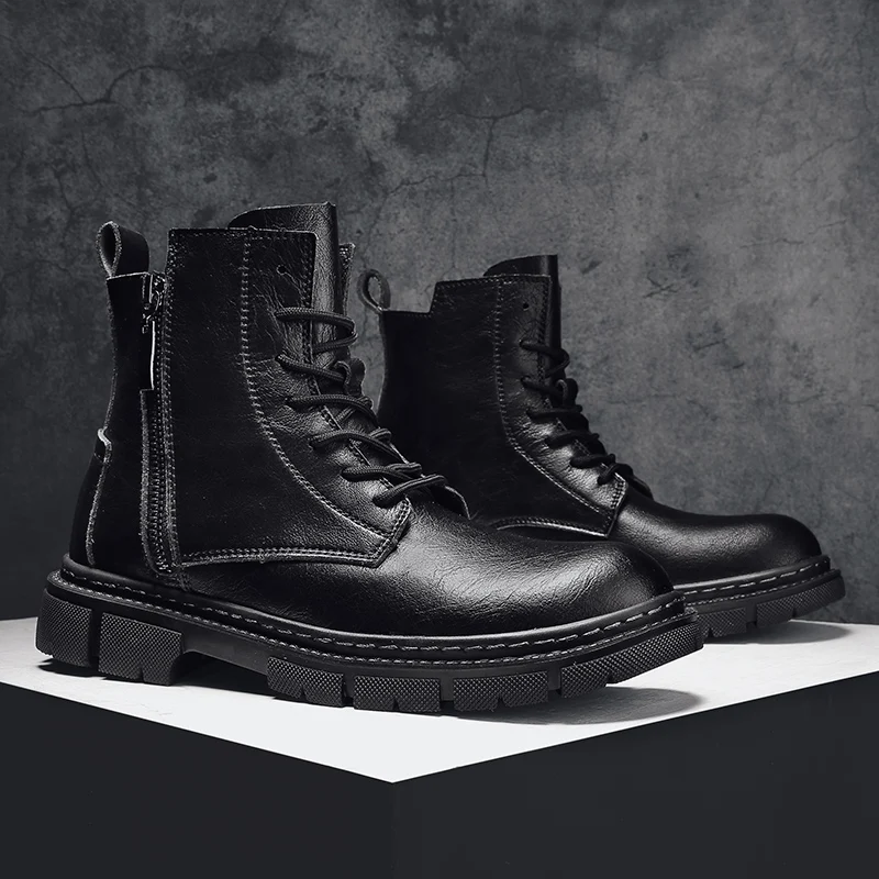 Мужские ботинки в британском стиле Golden Sapling классические черные зимние туфли из