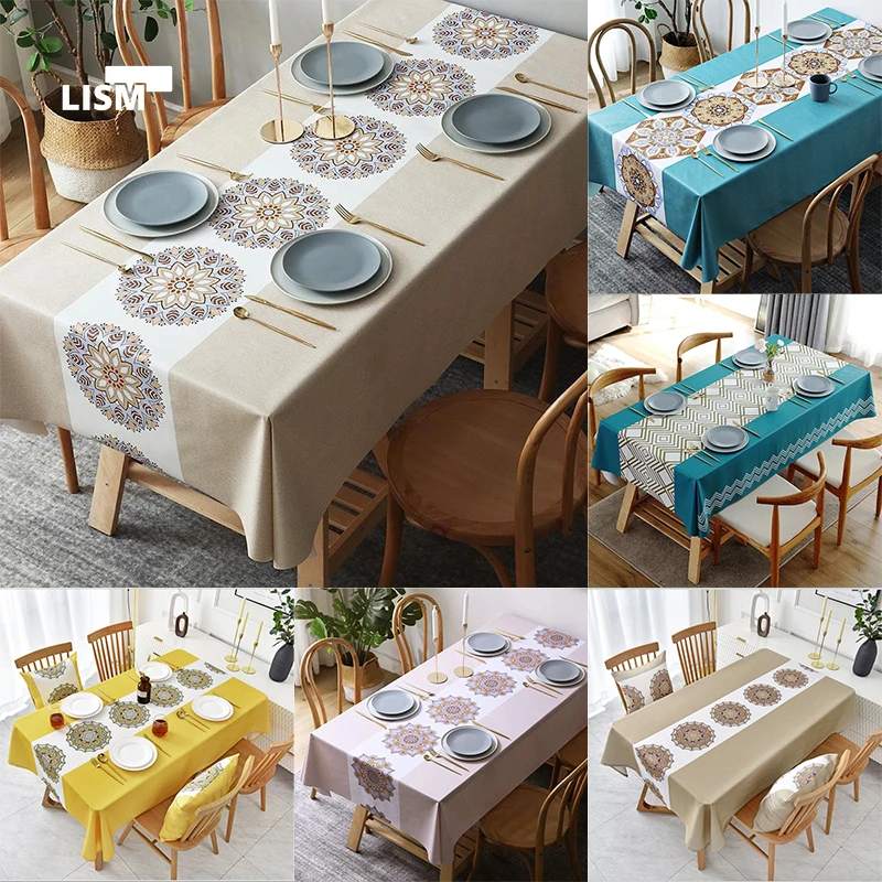 2022 Modern Bohemian Datura Tablecloth  Dust Proof Scandinavian Style Rectangular Table Covers Home Dining Tea Table Decoration