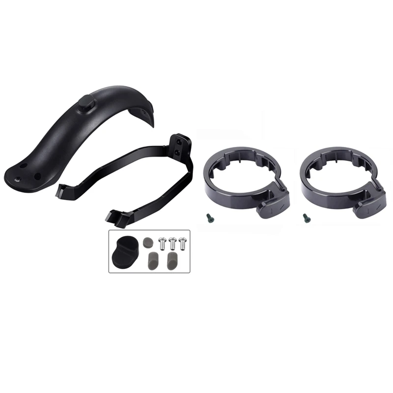 

2 Set Electric Scooter Accessories: 1 Set Front Tube Stem Folding Insurance Circle & 1 Set Rear Mudguard And Bracket