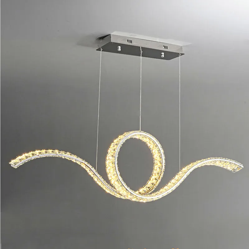 

Luxury Restaurant LED Crystal Chandelier Modern Designer Gold/Silver Dimming Lamps Bar Kitchen Island Stair Decor Pendant Lights