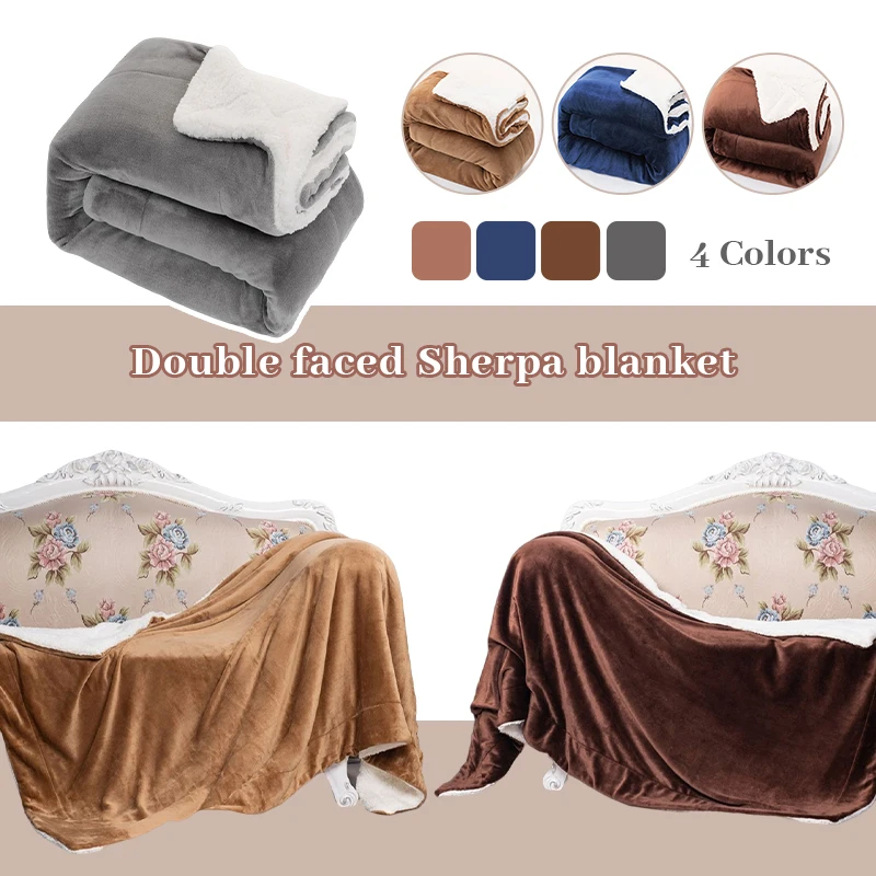 

Throw Fleece Blanket Winter Double Lamb Cashmere Blanket Coral Fleece Blanket Quilt Soft Warm Bedspread Sofa Blanket