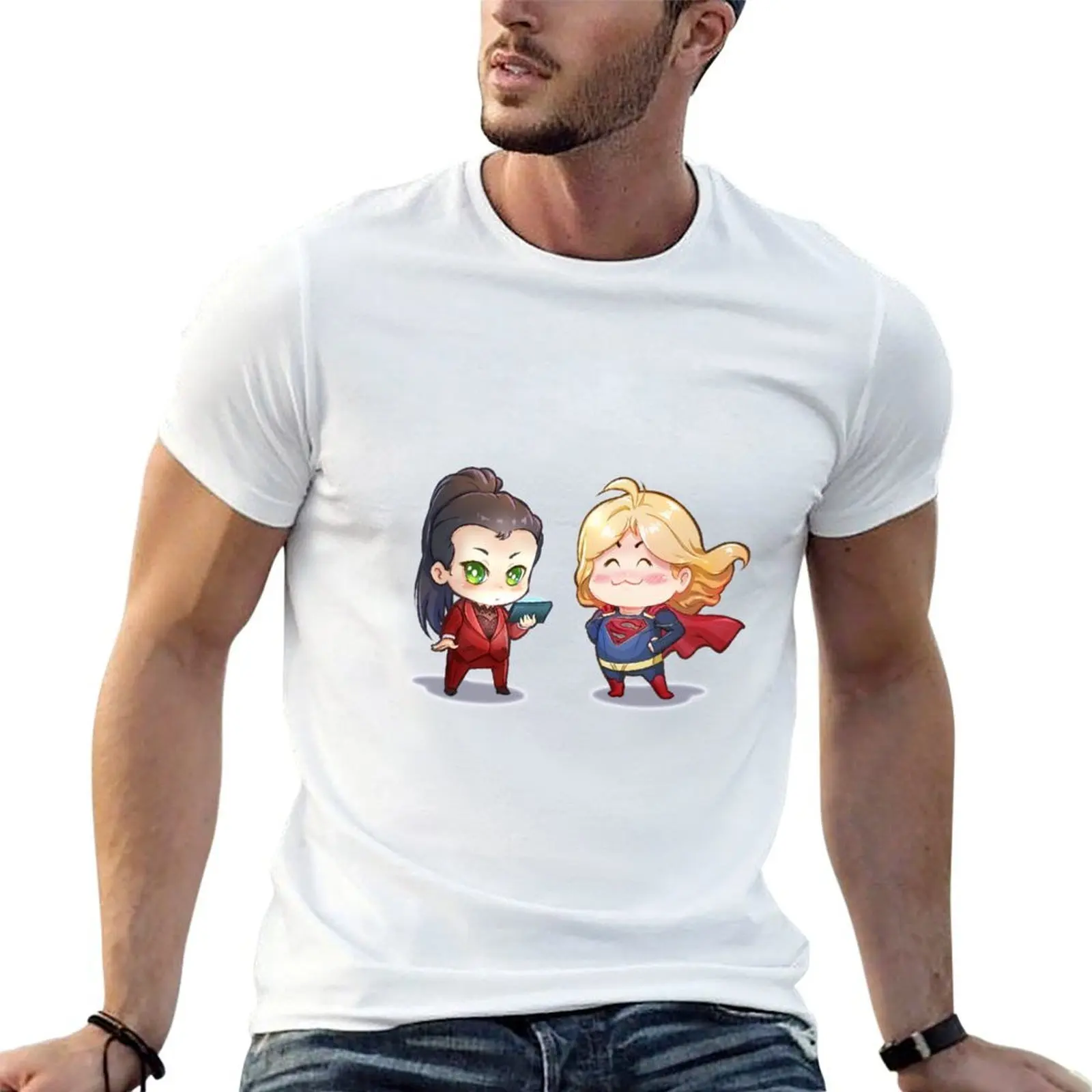 Фото Футболка Supercorp Chibi, модный повседневный топ с короткими рукавами №1