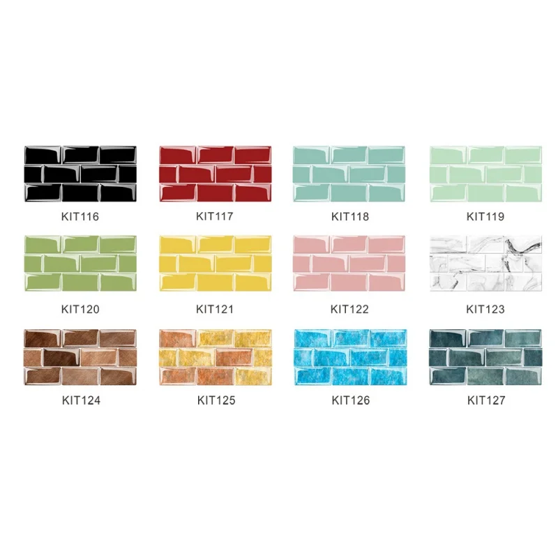 

[Wall Stickers] KIT116-127 Cross-Border Tile Sticker Brick Pattern 3D 3D Kitchen Living Room Bedroom Refurbishment Decor Wall St