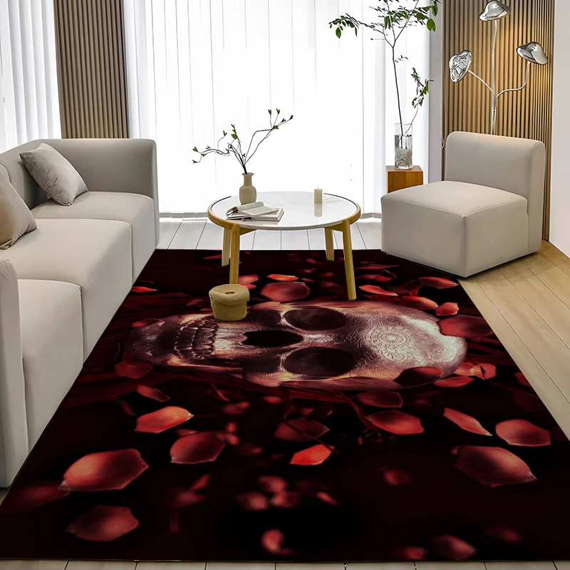 

Новейший фланелевый коврик с принтом черепа из коллекции ужасов для гостиной, Впитывающий Коврик для входной двери, Мягкий Нескользящий Ко...