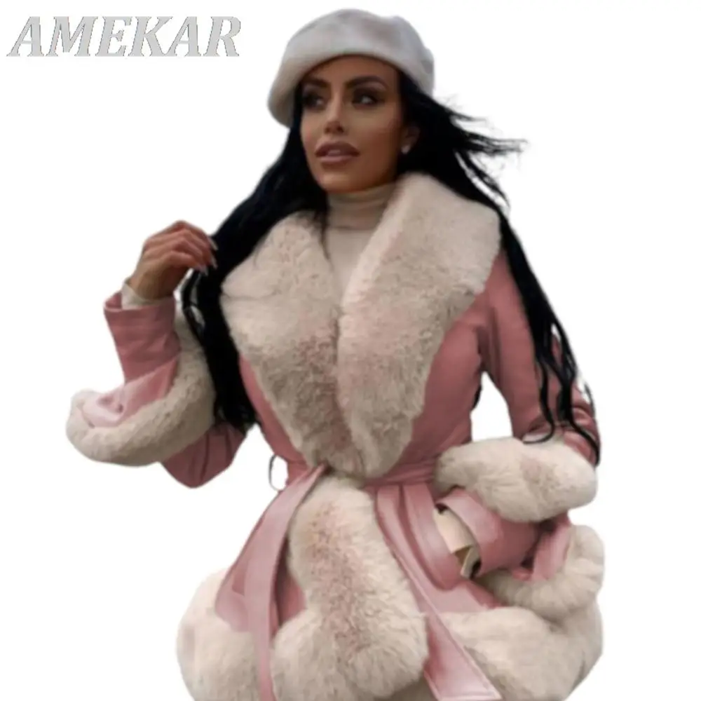 Women's Fashion Real Fur Coat Jacket Winter Ladies Short Warm Thick Fox Fur Outerwear Vests Raccoon Natural Fur Coat Plus-size