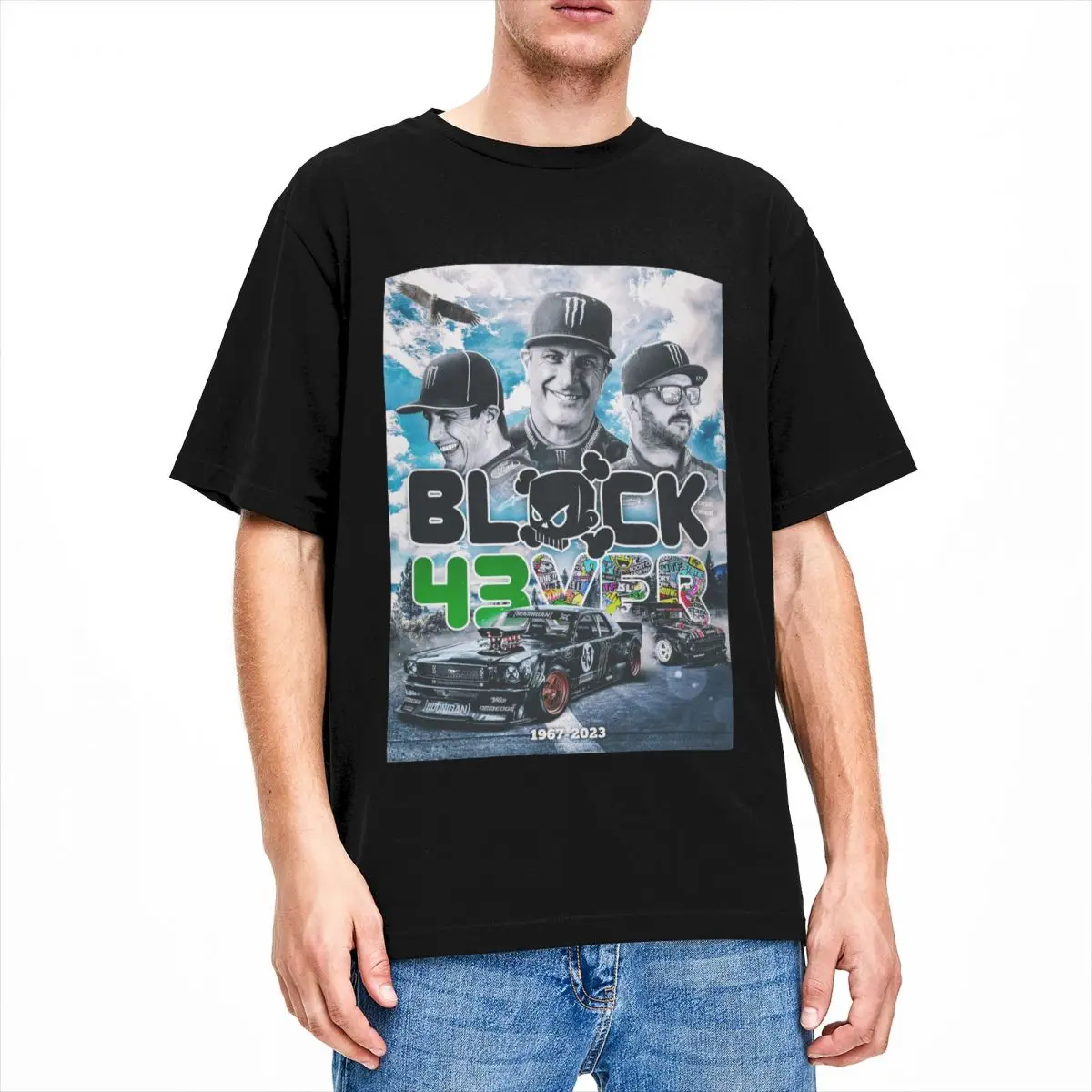 

Мужские футболки Ken Block 43 Rip Merch, хлопковая рубашка с коротким рукавом, ралли, гонка, легенда, риск каждой, спасибо, футболки с круглым вырезом