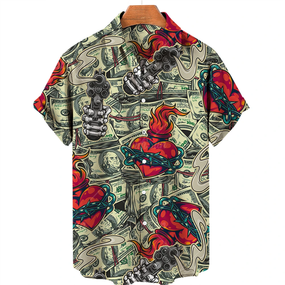

Summer men's Hawaiian shirt ethnic short-sleeved printed shirt golden outerwear loose casual shirt Camisas Para Hombre ethnic st