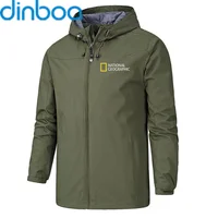 dinboa Men's hooded windproof jacket, waterproof, printed and zipper, 2021 spring and autumn series
