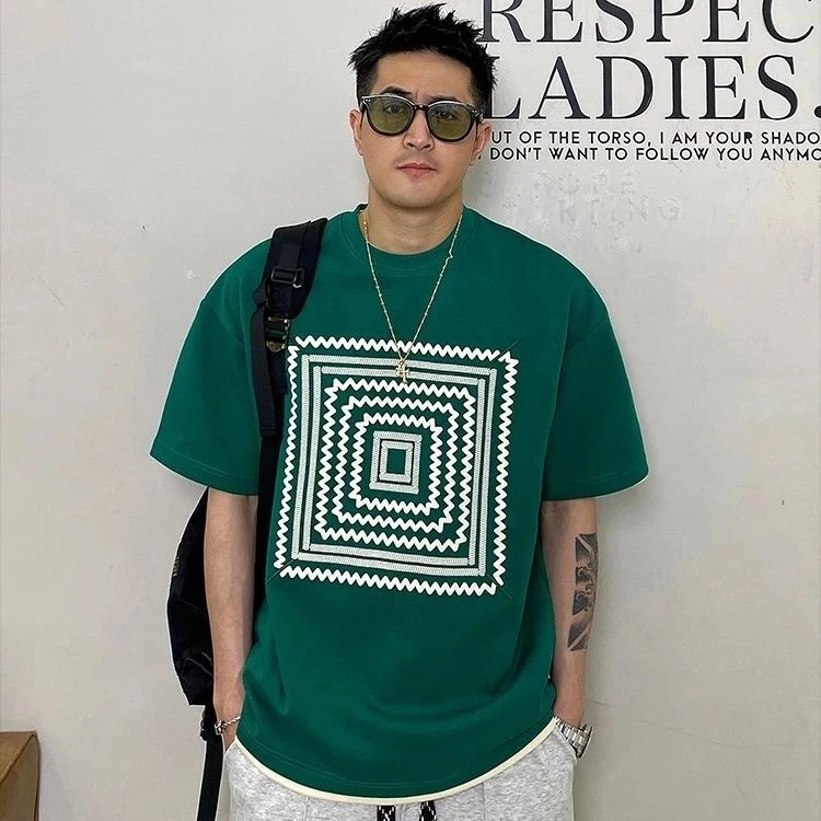 

summer men geometry tshirt short sleeve korea personality fashion cotton t-shirt plus size 8XL casual high street tees tops 54