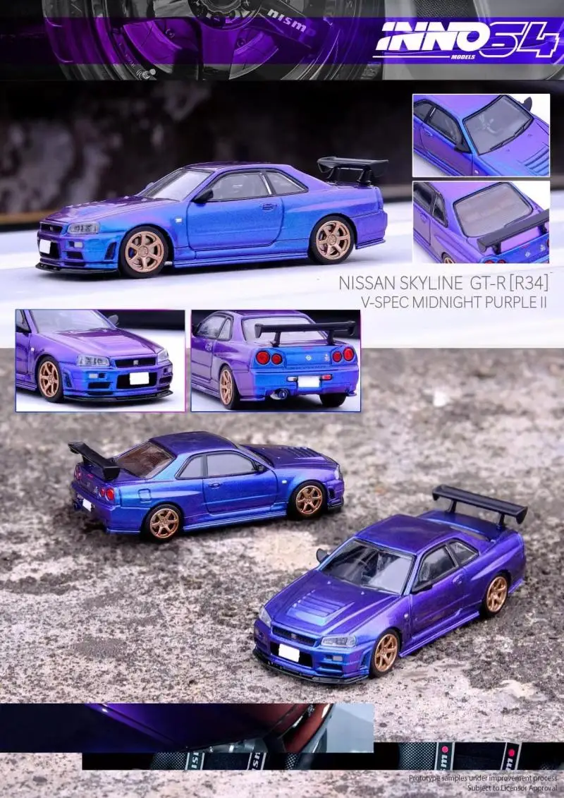 

INNO Midnight Purple 1:64 Nissan GT-R SKYLINE GTR R34 V-SPEC II Car Model