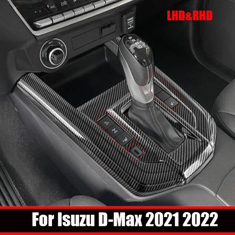 

For Isuzu D-MAX D MAX DMAX 2021 2022 interior ABS carbon fiber center control gear box shift panle cover sticker accessories