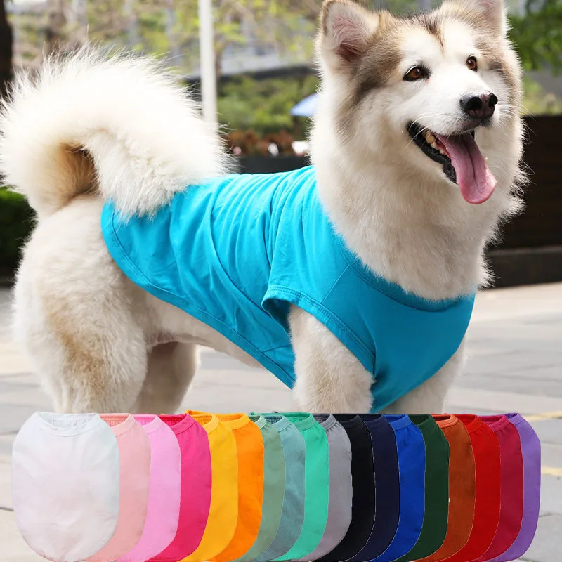 Summer Pet Clothes Blank Dog Clothes Breathable Cat Dog Vest Custom Dog Shirts For Small Medial Big Dogs Dog Clothing