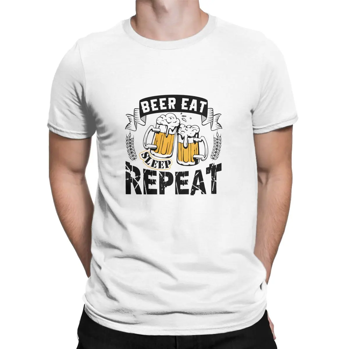 

Men T-Shirt Beer Eat Japanese Fun 100% Cotton Tees Short Sleeve Drink Bar T Shirts Crew Neck Clothes Gift Idea