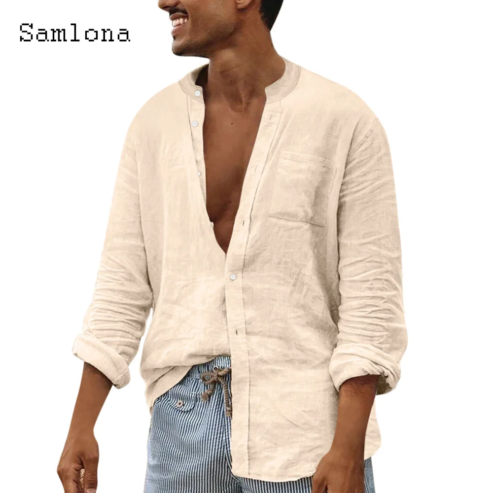 

Solid White Shirt blusas Long Sleeves Linen Tops Sexy Mens clothing 2023 New Summer Casual Beach Shirts Men Open Stitch Blouse