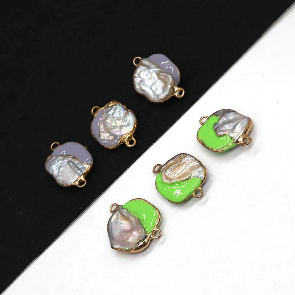 

Natural Pearl Drop Oil Irregular Pendant 20-36mm Double Hole Connector Charm Fashion Jewelry DIY Necklace Earrings Accessories
