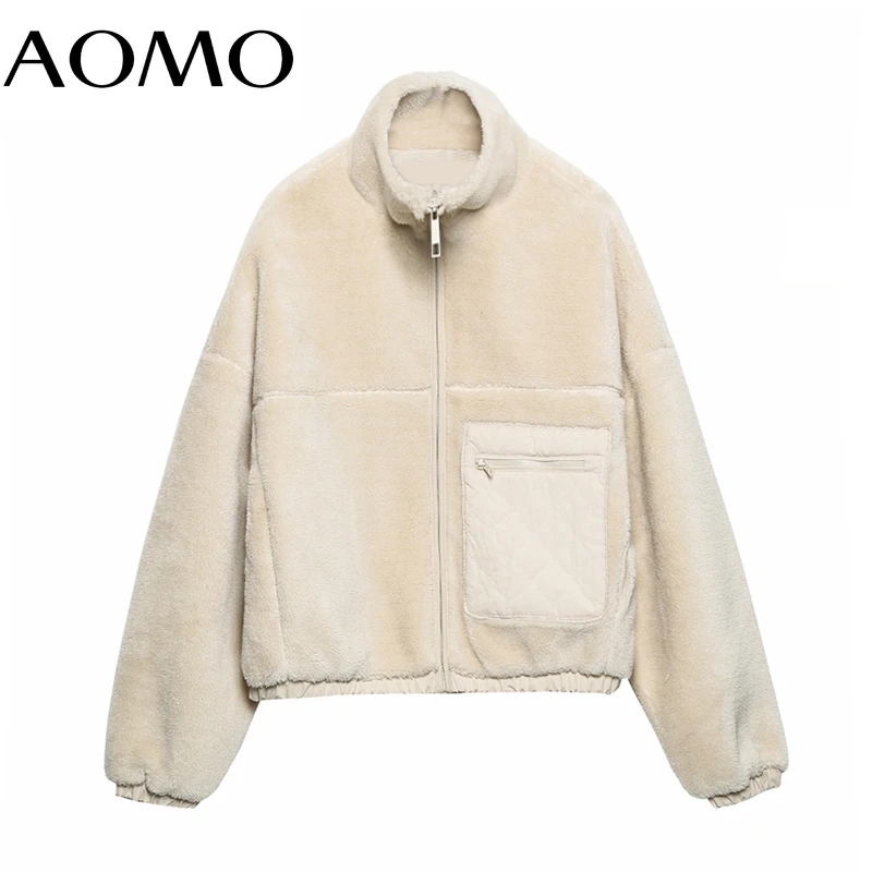 

Женская зимняя куртка AOMO, теплая Толстая куртка большого размера на молнии с длинными рукавами и карманами, модель 2021 года, 6H167A