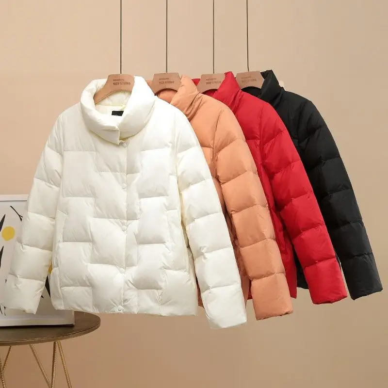 Autumn Winter Jacket Women Parkas Fashion Loose Thin Down Cotton Coats Female Jackets Stand Collar Ultra-light Outwear Tops S83