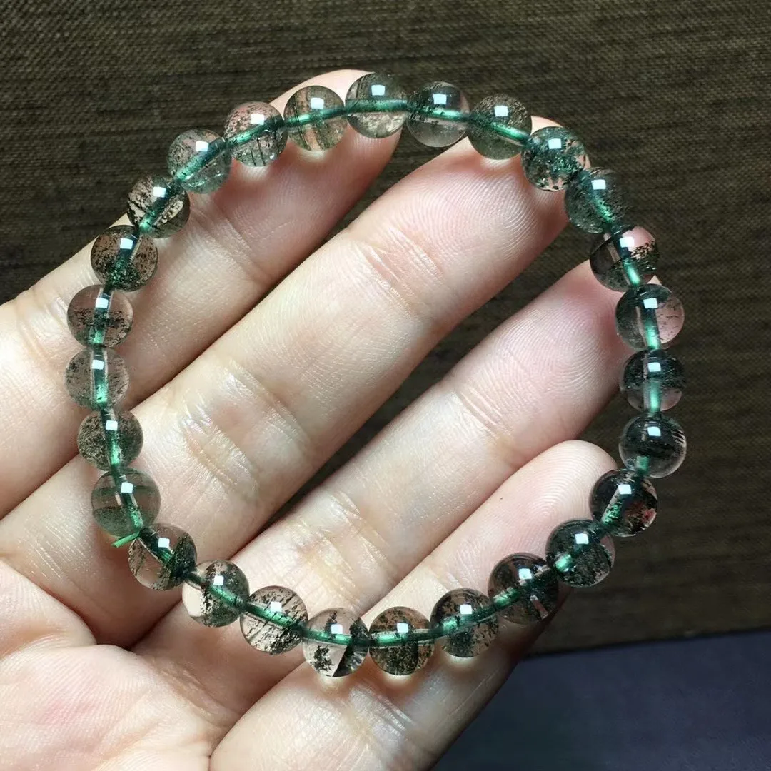 

7mm Natural Green Phantom Quartz Bracelet Jewelry For Women Lady Men Beauty Wealth Luck Gift Round Beads Crystal Strands AAAAA