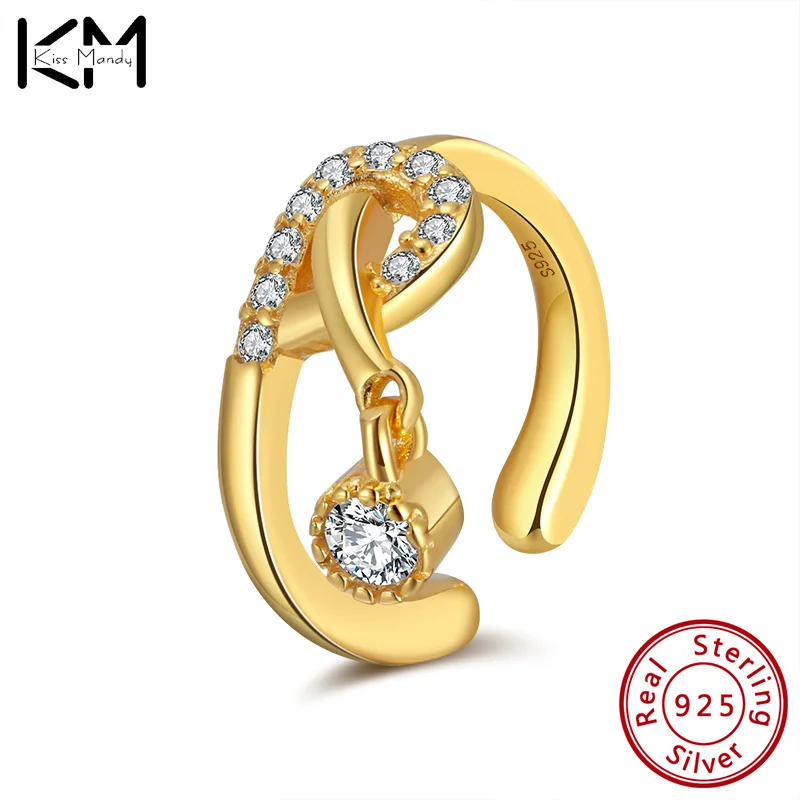 

Серьги-клипсы женские из серебра 925 пробы с фианитом, без пирсинга
