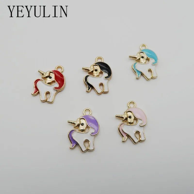 

YEYULIN 10PCS/pack Colorful Unicorn Enamel Charms Animals Alloy Pendant For Women DIY Necklace Bracelet Jewelry Accessories