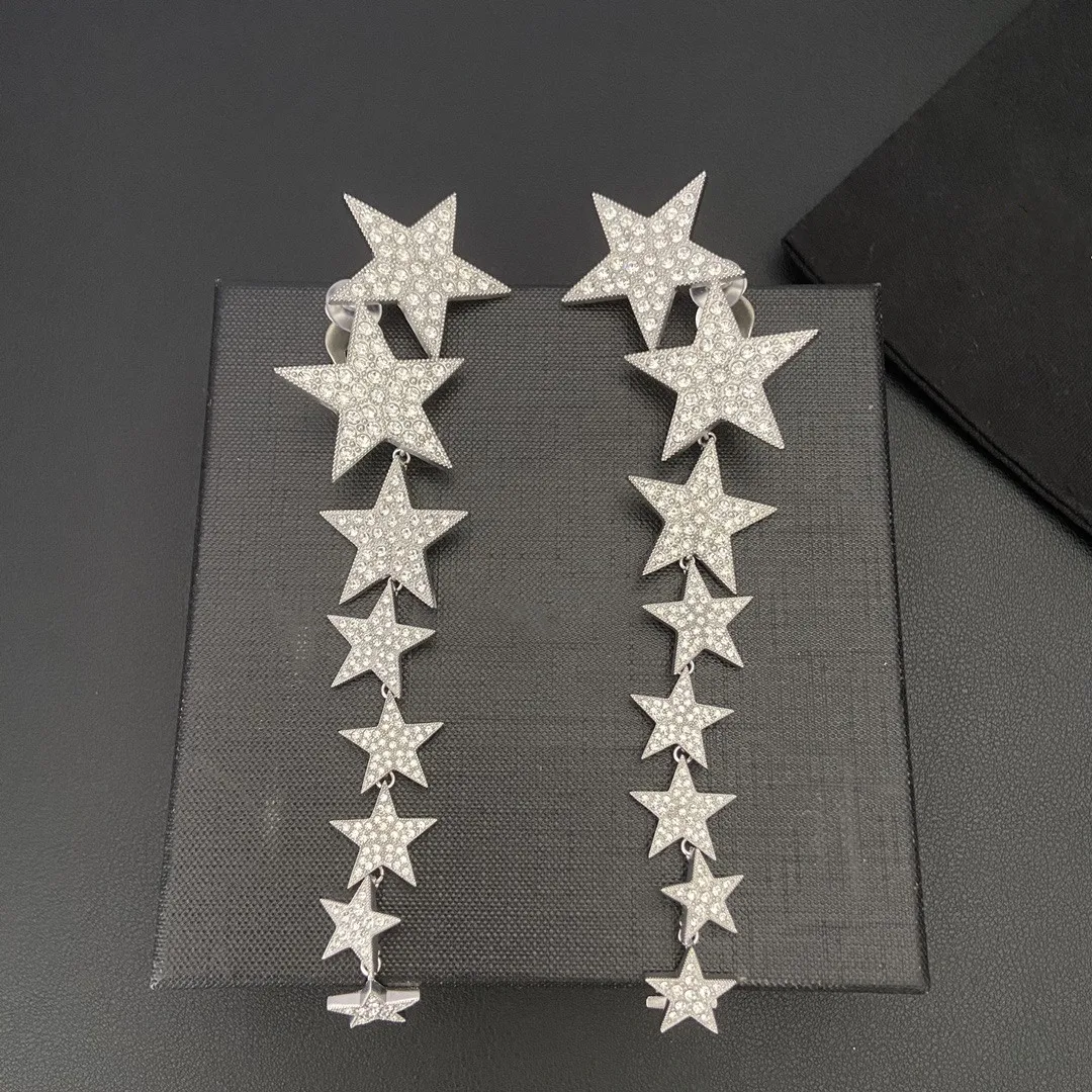 European and American new exaggerated star long ear clips