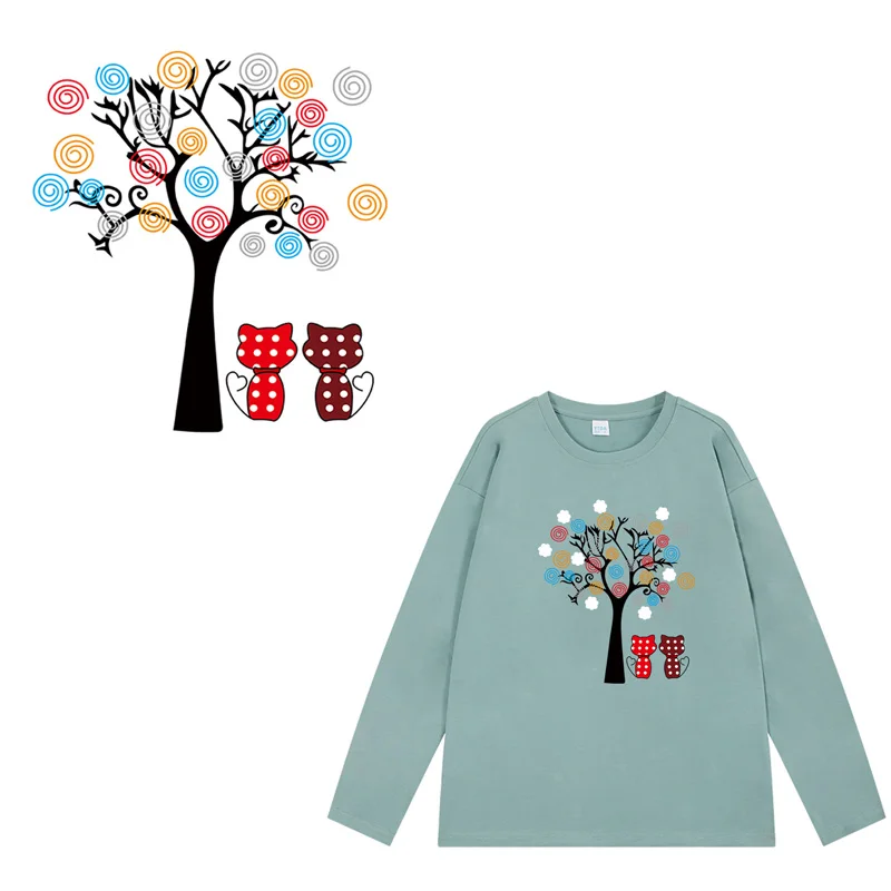 

TuQiang Flower Tree Heat Transfers Iron On Patches for T-shirt DIY Craft Stickers Applications for Clothes Decorative Appliques
